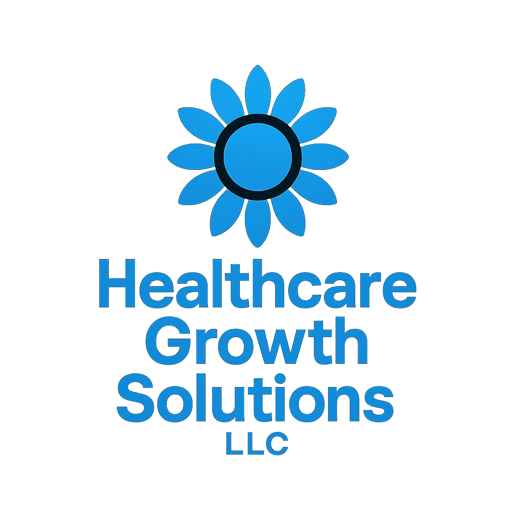 Blue floral logo with Healthcare Growth Solutions LLC text.