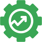 Green gear with upward arrow icon