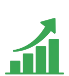Increasing statistics graphic in green