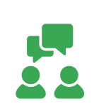 Two people with speech bubbles